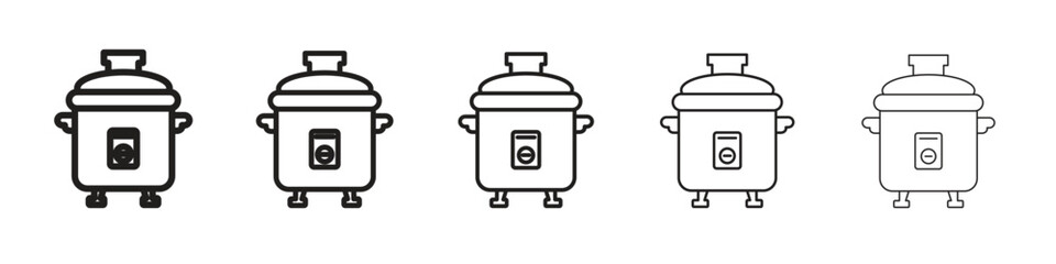 pressure cooker icon line art vector collection on white background