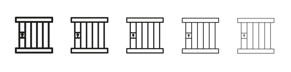 Prison icon line art vector collection on white background
