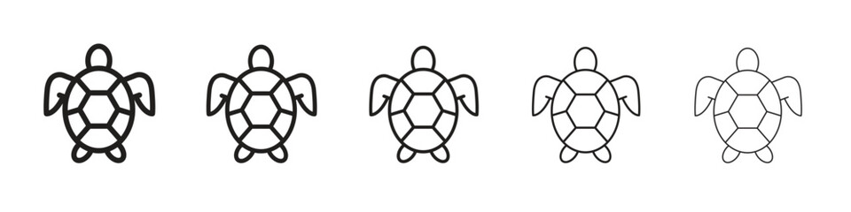Obraz premium Sea turtle icon line art vector collection on white background