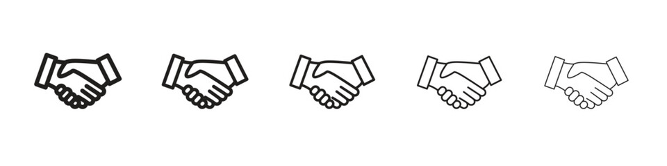 Shake hands icon line art vector collection on white background