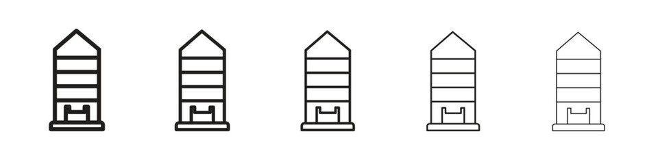 Silo icon line art vector collection on white background © Xevier