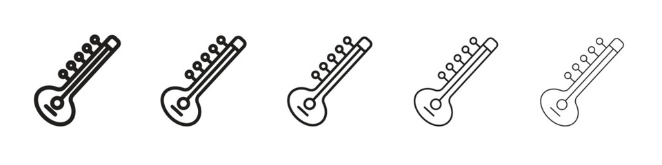 Sitar icon line art vector collection on white background