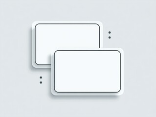Two blank rectangular cards with subtle shadows and ellipses, suggesting a conversation or connection, on a light gray background