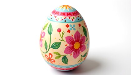 a beautiful and colorful easter egg, intricately decorated with floral patterns. The egg is a symbol of springtime renewal and joy