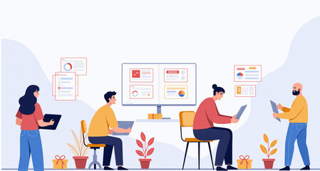 Teamwork Collaboration with Data Visualization and Business Analytics Dashboard