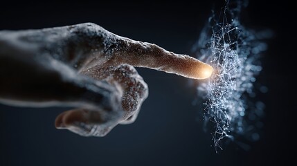 Hand Reaching Digital Network