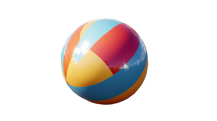 A vibrant beach ball with bold primary color segments ready for summer fun with clear glossy on transparent background