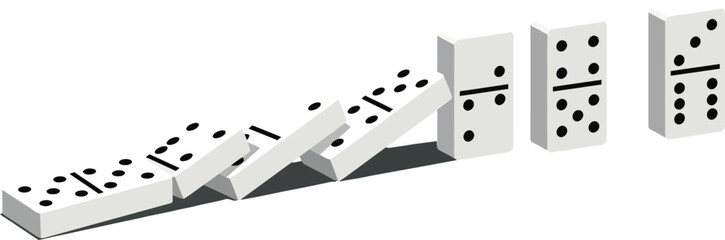 Domino tiles falling game pieces in simple white and black design vector illustration 