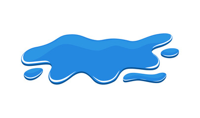 Water puddle cartoon vector illustration isolated on white. Blue water splash