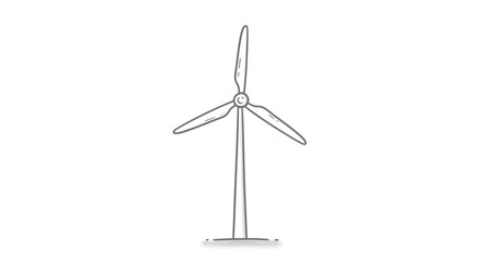 Illustration of a simple wind turbine with three blades in gray color