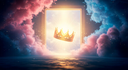 Golden Crown in Celestial Portal – Fantasy Art