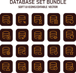 Comprehensive Database Management Pictograms: Seamless Collection of Icons for Modern Software Interfaces and