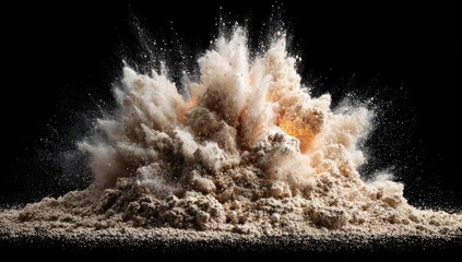 Powder explosion, tan colored
