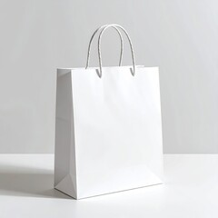 Clean White Shopping Bag with Rope Handles on a Minimalist Background