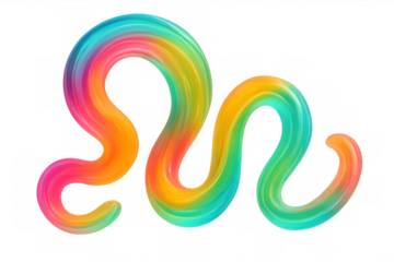 Colorful brushstroke creating dynamic wavy pattern, transparent background enhancing graphic design with artistic, fluid visual element