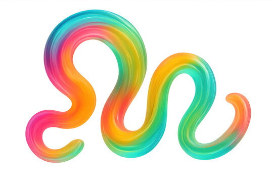 Colorful brushstroke creating dynamic wavy pattern, transparent background enhancing graphic design with artistic, fluid visual element