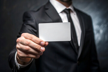 Businessman Hand Holding a blank business Card mockup