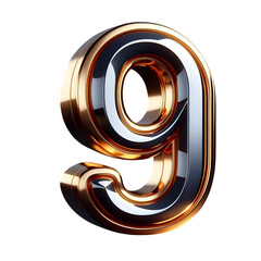3d golden letter 9
