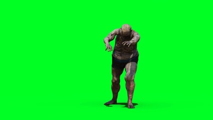 Zombie green screen . 3d rendering.