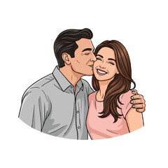 Husband Kissing His Wife with Tender Love and Affection, Romantic Couple Moment