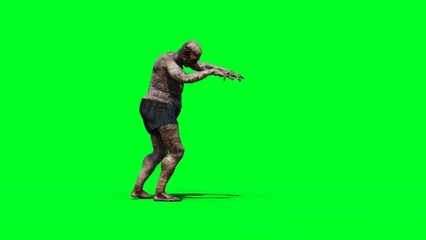 Zombie green screen . 3d rendering.