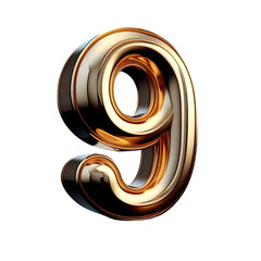 3d golden letter 9