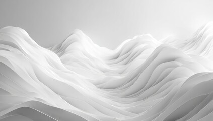 Fototapeta premium Abstract white landscape of flowing, layered mountains