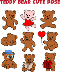 teddy bear hand drawing set