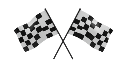 Checkered Flags Waving Racing Finish Line on Transparent Background