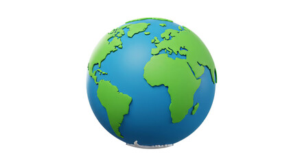 Globe Blue Green Model Isolated on Transparent Background