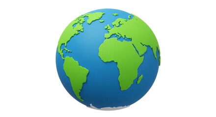Fototapeta premium Globe Earth Model with Green Land and Blue Ocean on Transparent Background