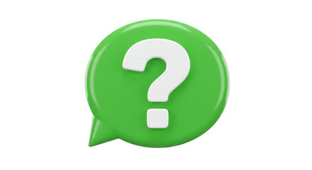 Green Question Mark in Speech Bubble on Transparent Background