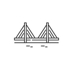 斜張橋の橋梁アイコン（線画、ベクター）