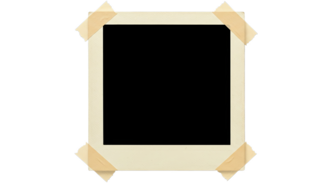 Simple Square Frame with Tan Tape on Transparent Background