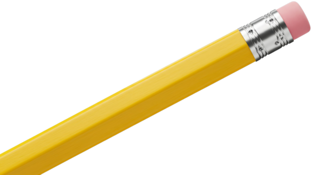 Yellow Pencil with Pink Eraser on Transparent Background Macro - Powered by Adobe