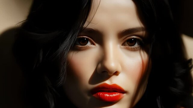 Close-up of Eastern Beauty with Light and Shadow