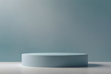 Empty podium in elegant on white and pastel blue gradient background,ideal mockup for product display presentation showcase backdrop design