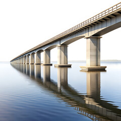 long river bridge  isolated on white background