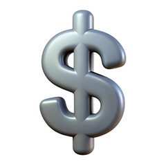 Obraz premium 3d rendered silver dollar sign isolated on a black background for financial concepts