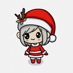 little girl in santa claus hat