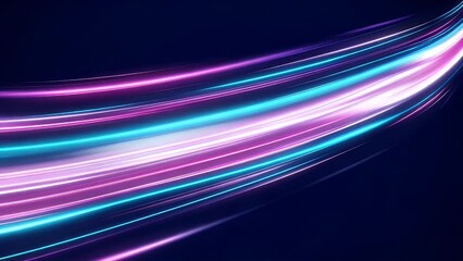 Swirling lines of neon pink and turquoise light against a dark blue background - Powered by Adobe