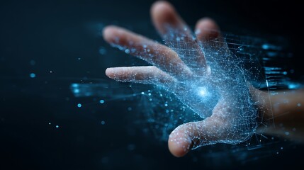 Hand Reaching Out to Digital Network