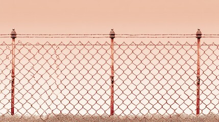 Rusty chain link fence against a muted sunset