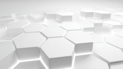 White Hexagon Geometric Pattern Abstract 3D Background