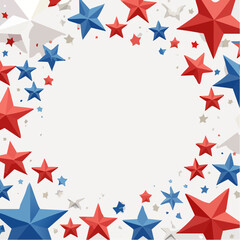Obraz premium Vector Image: Red, White and Blue Star Frame with Copy Space for Celebrate America 250 Posters, Backgrounds, Etc. 03