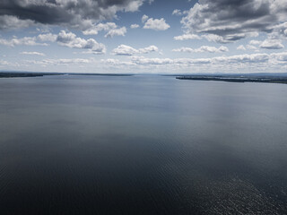 Aerial view of Lake Champlain.
