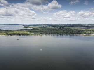 Aerial view of Lake Champlain.