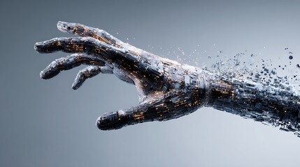 Mechanical Hand Reaching Out with Details
