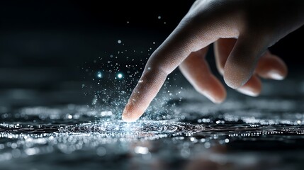 Finger Touching Glowing Surface