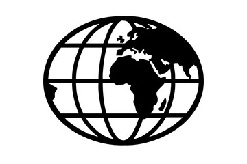 World Sphere Emblem: A stark, graphic representation of a globe, its continents and oceans rendered in a minimalist style to evoke a sense of universal interconnectedness.